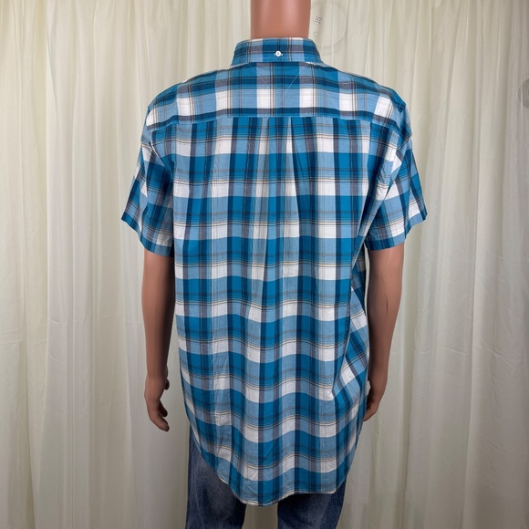 Men's Tommy Hilfiger Classic Fit Short Sleeve Plaid Shirt Blue Size XL - Picture 6 of 10